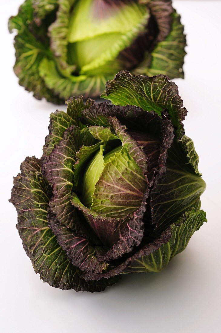 Two savoy cabbages