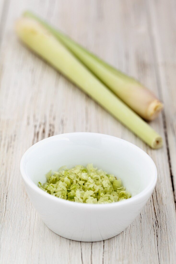 Fresh lemongrass, whole and chopped