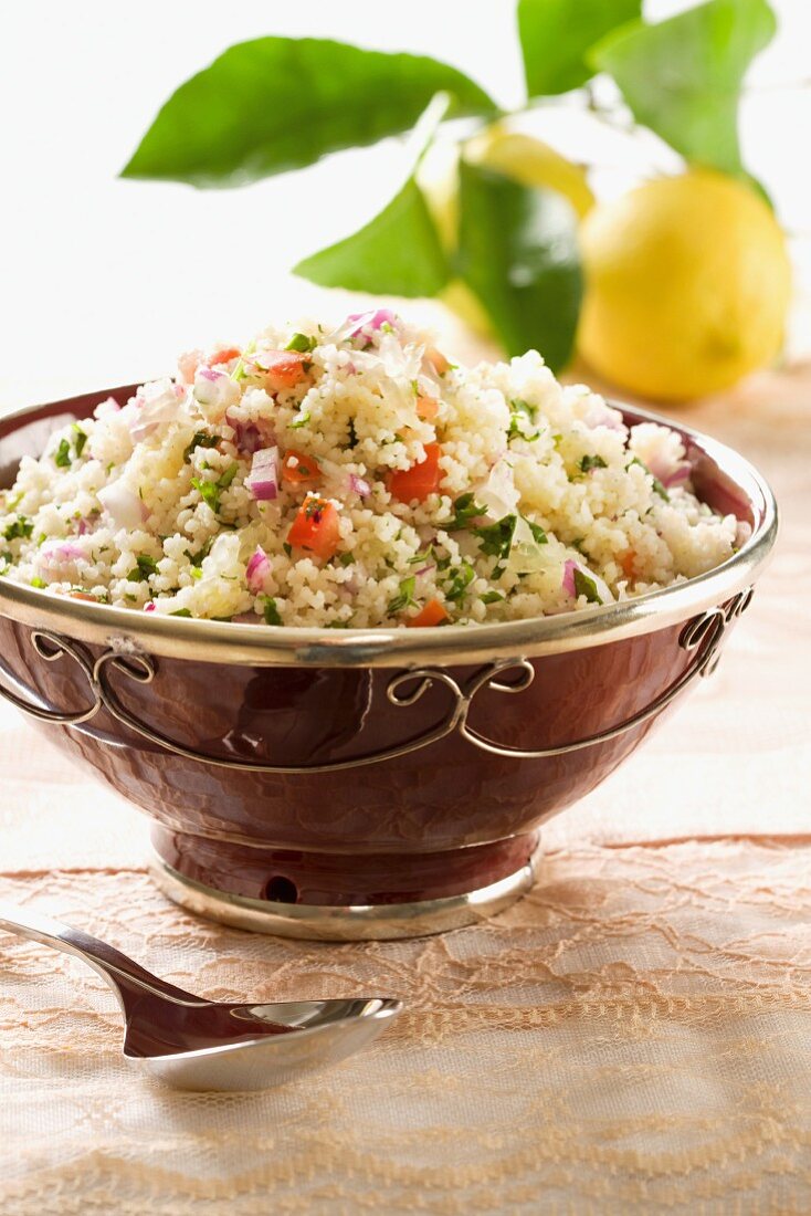 Couscous salad with vegetables and lemons