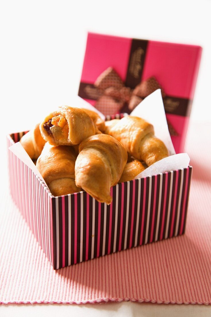 Mini croissants filled with dried fruits