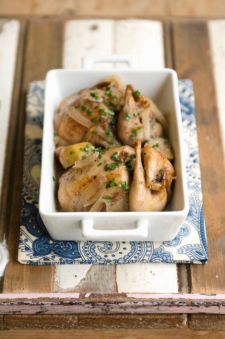 Spring chicken with Pernod and onions