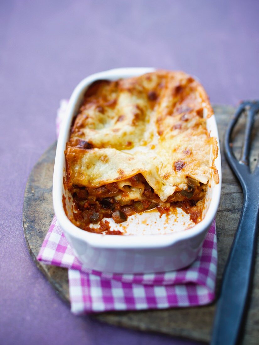 Vegetable lasagne in a baking dish