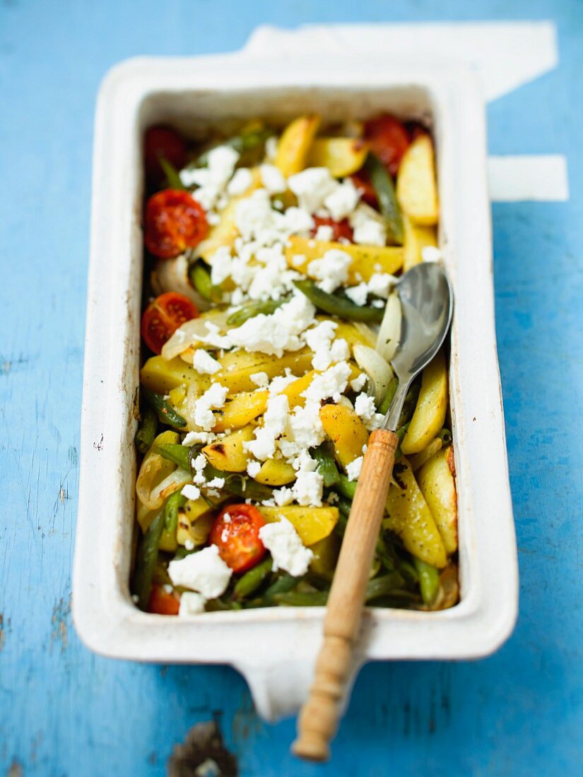 Oven-roasted Greek vegetables with feta cheese