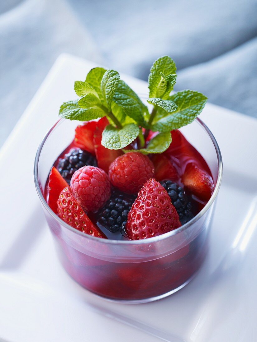 Berry compote with fresh mint