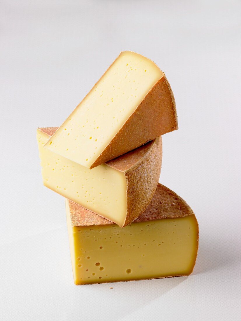 Three slices of mountain cheese