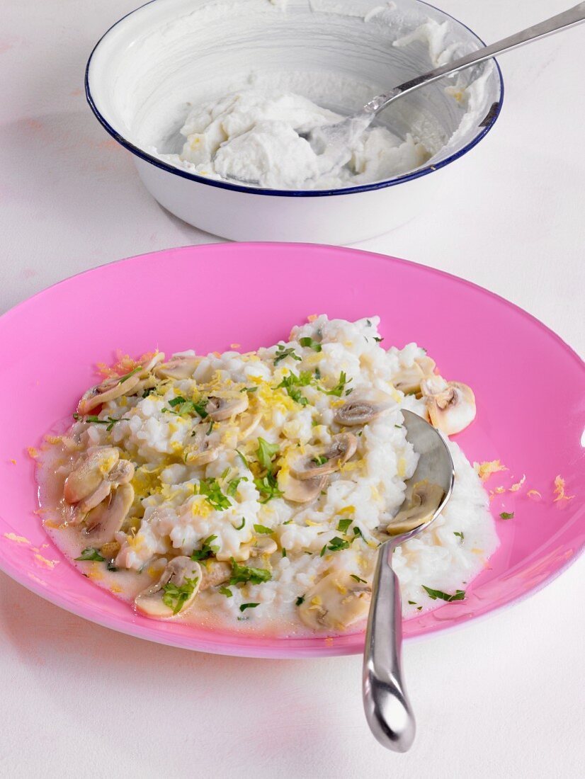 Risotto mit Ricotta und Champignons