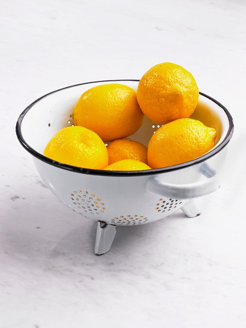 Lemons in a colander