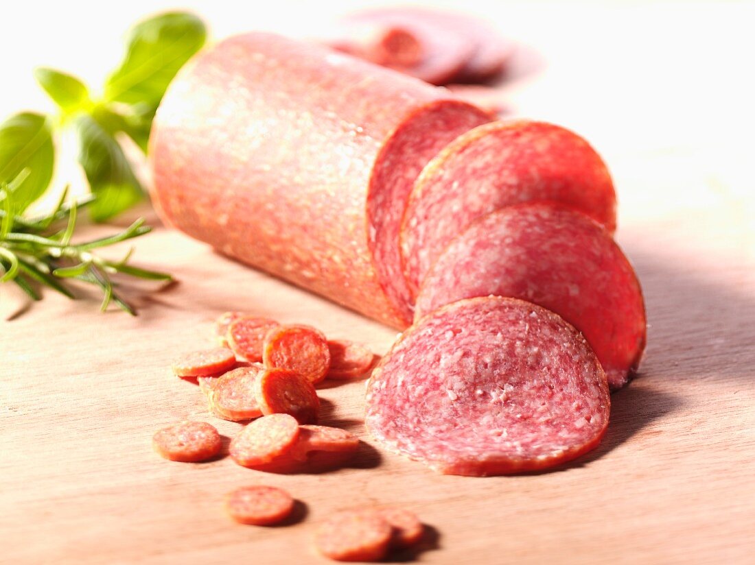 Salami, partially sliced