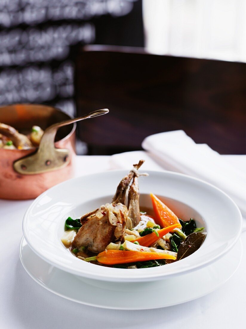 Quail with vegetable ragout