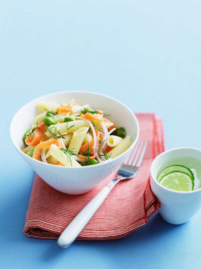 Penne mit Forelle und Bohnen