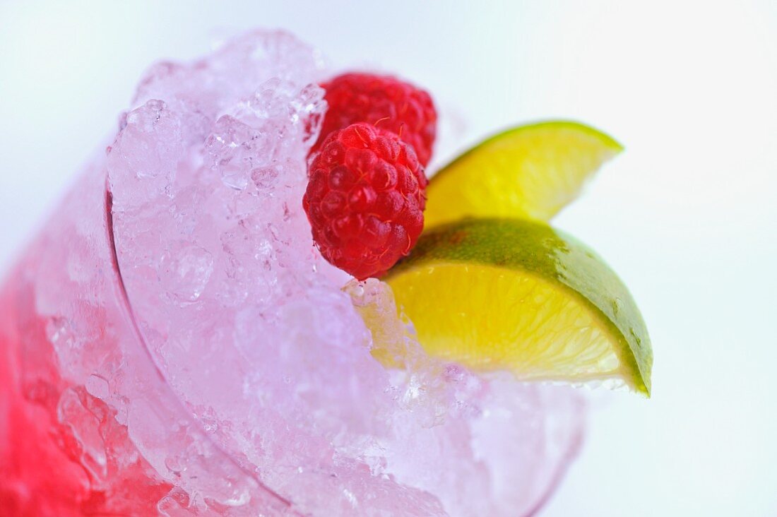A raspberry and lime mojito (detail)