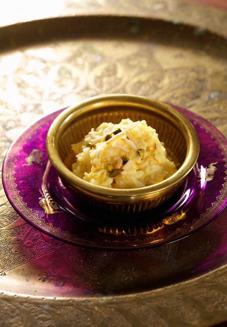 Rice pudding with saffron and cardamom (Ayurvedic cuisine)