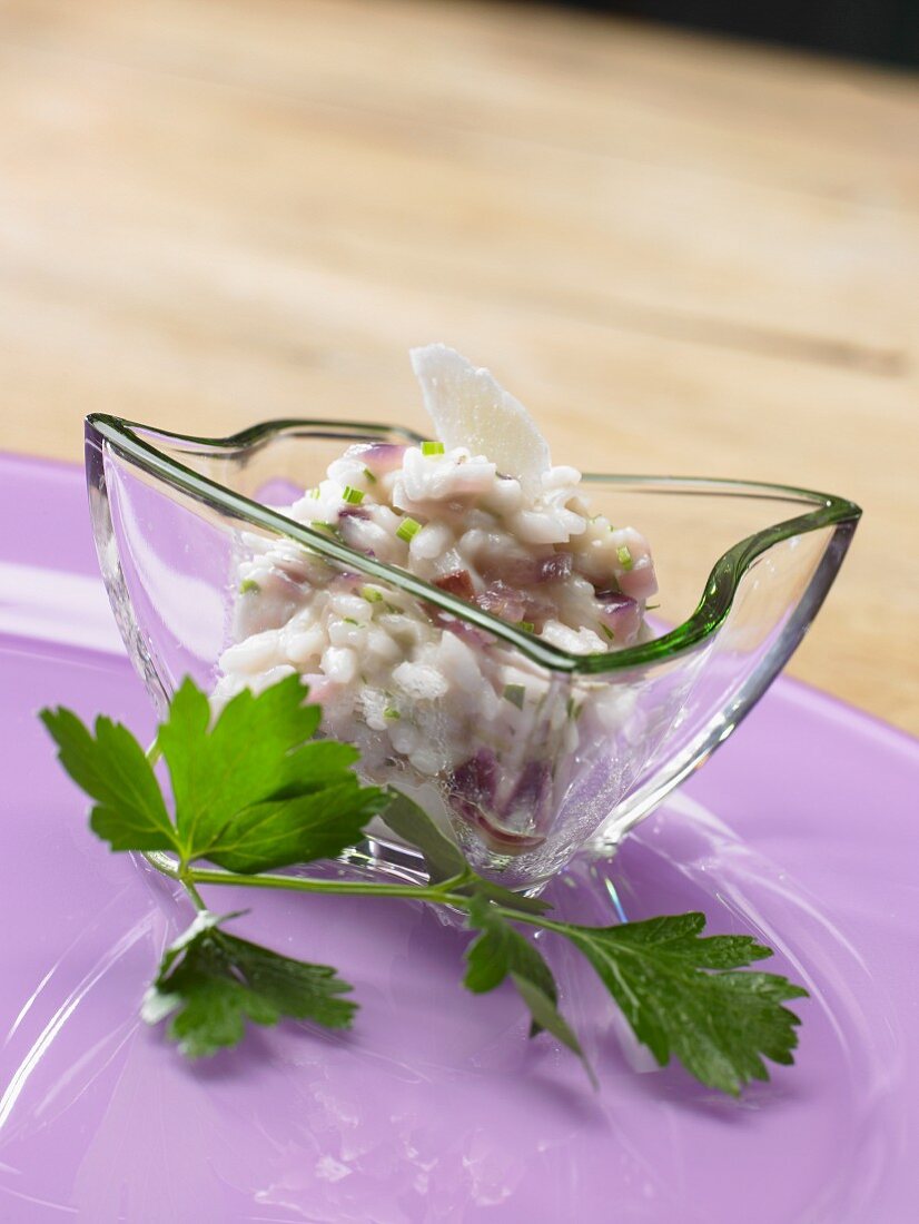 Risotto mit Zwiebeln und Ricotta