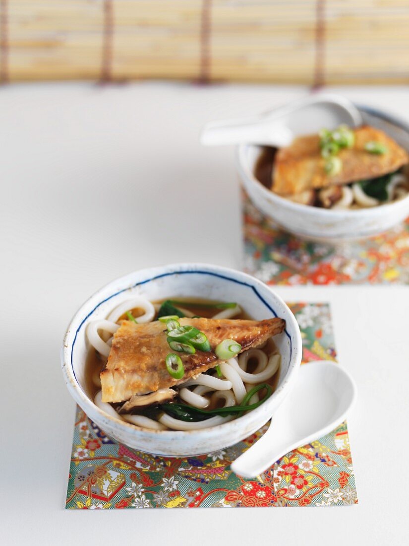 Miso soup with pasta and fish (Asia)