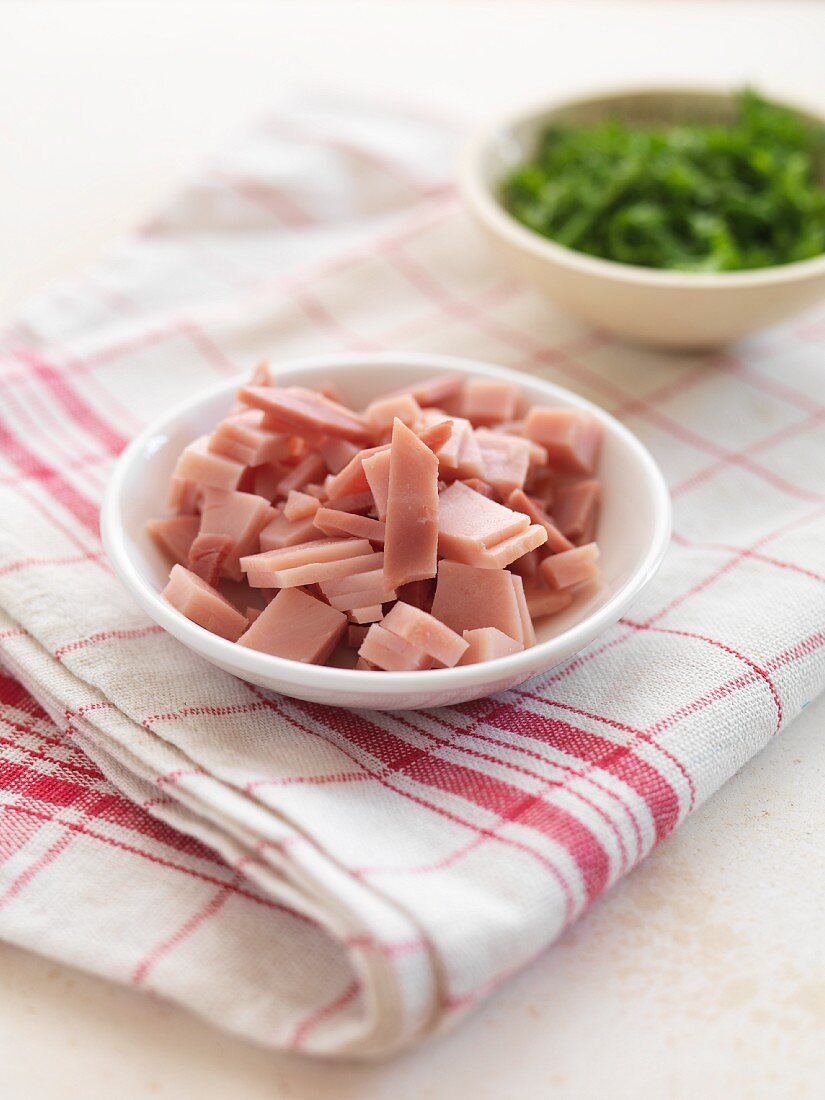 A bowl of chopped ham