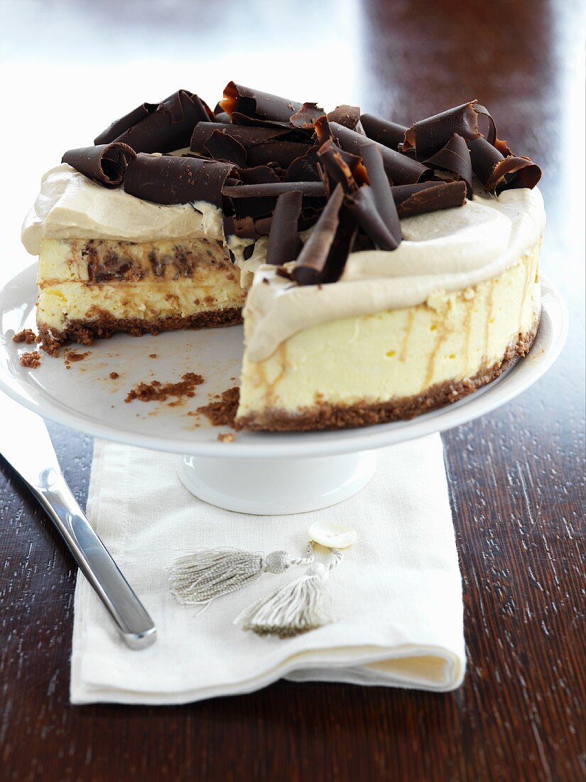 Cheesecake with coffee and chocolate