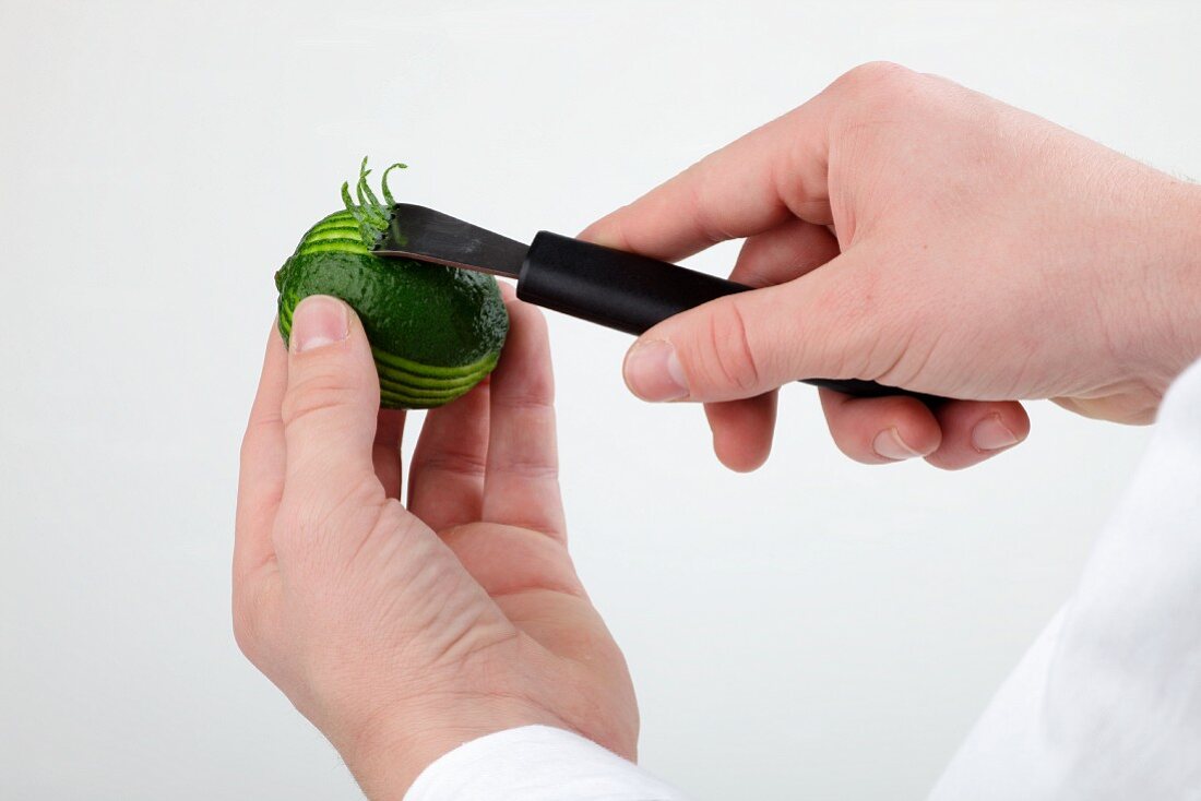 Lime zest being cut