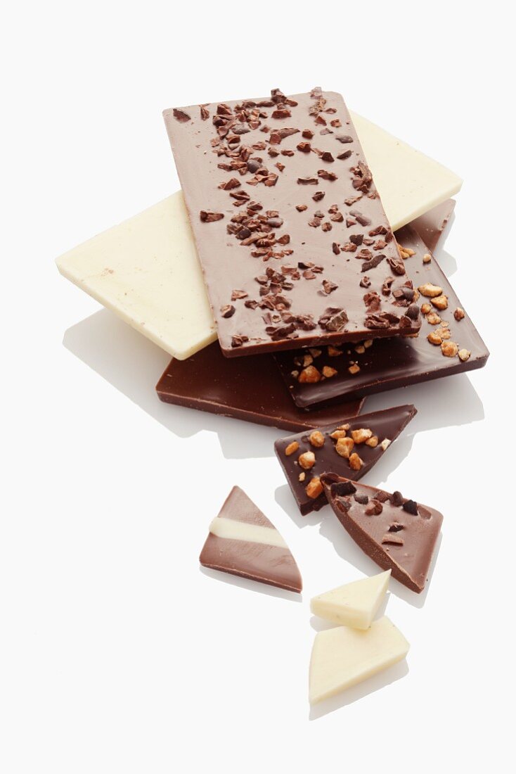 Various types of chocolate bars