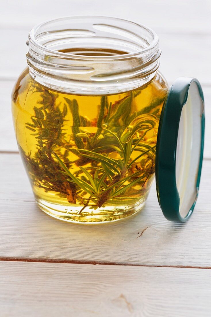 Olive oil with rosemary and thyme