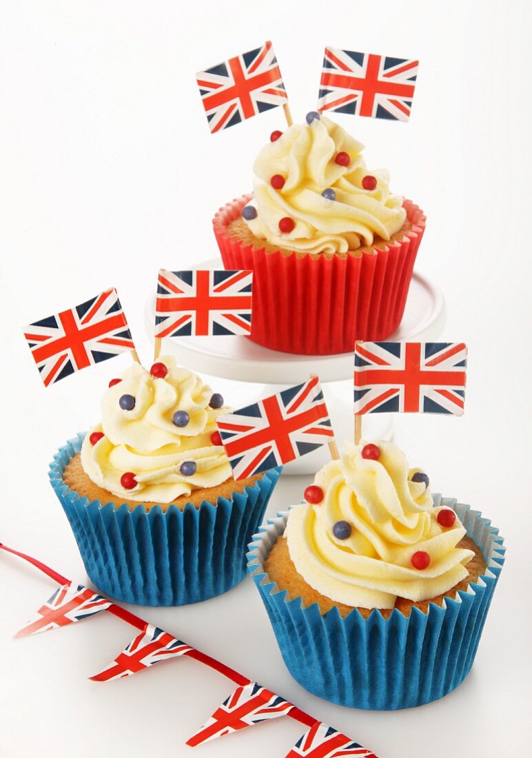 Cupcakes mit englischen Flaggen