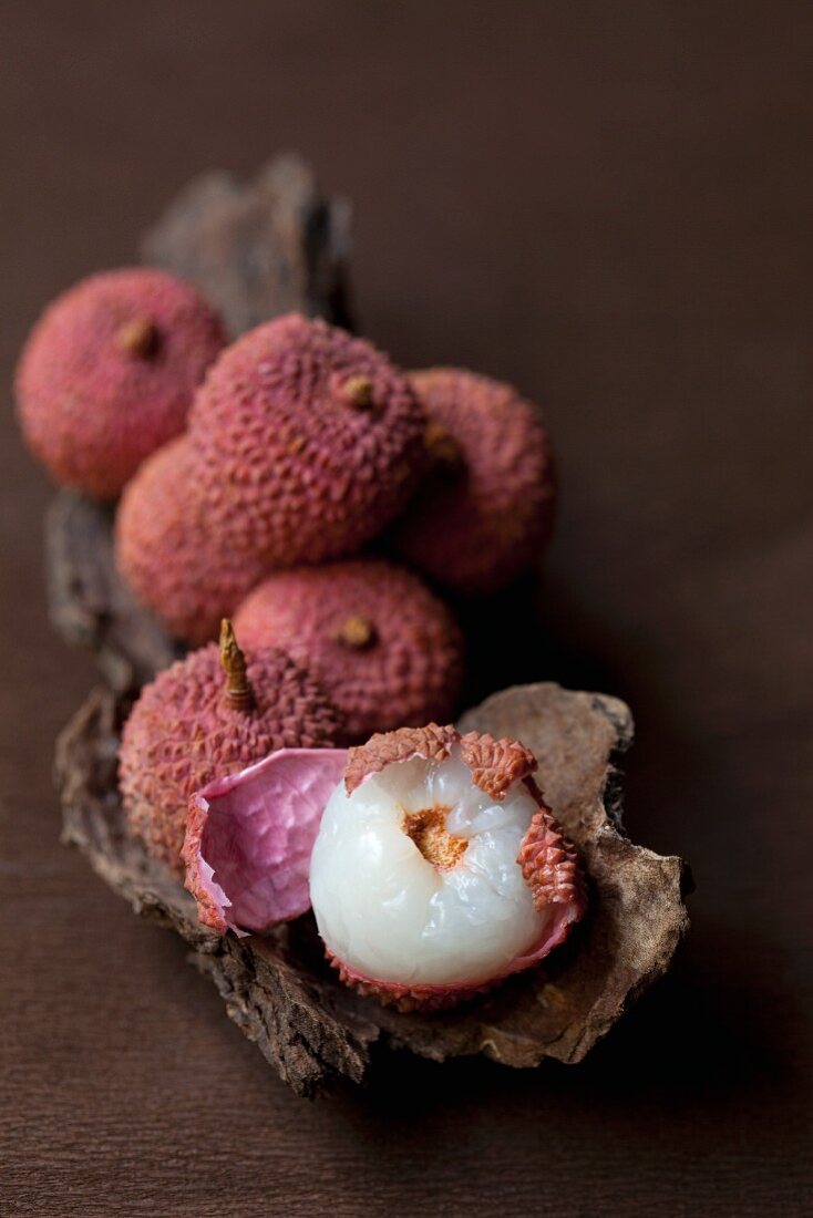 Lychees, whole and halved