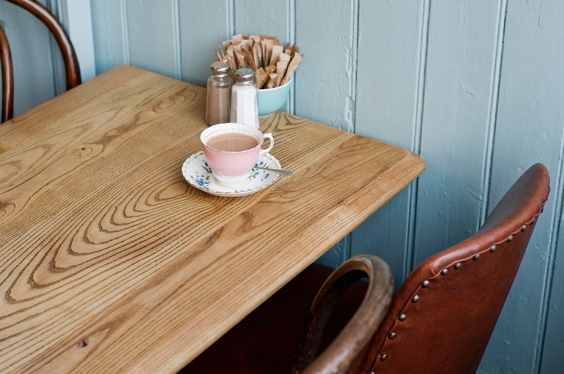 A cup of tea in a cafe