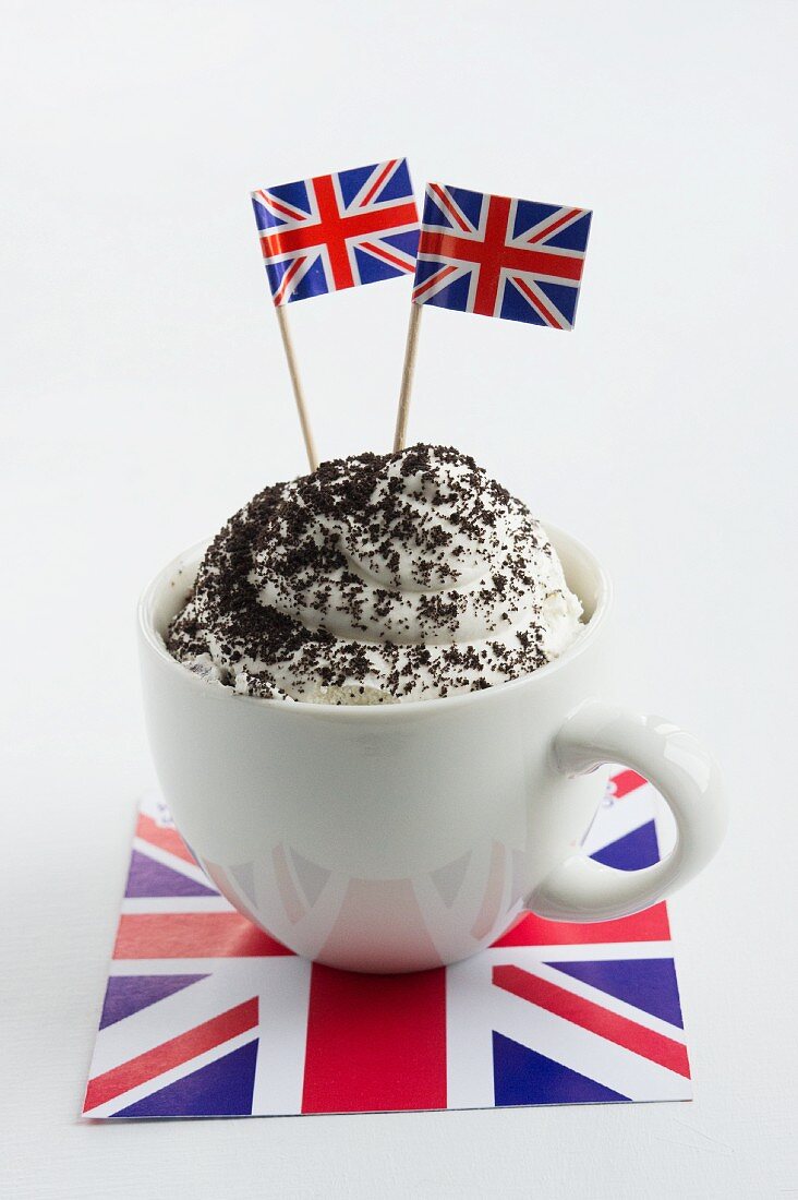 Cupcake mit Sahne und Flaggen (England)