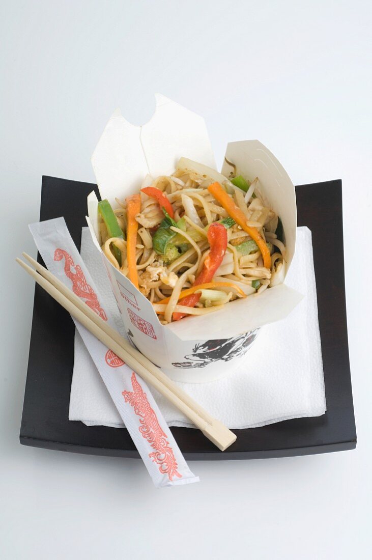 Chinese noodles and chopsticks