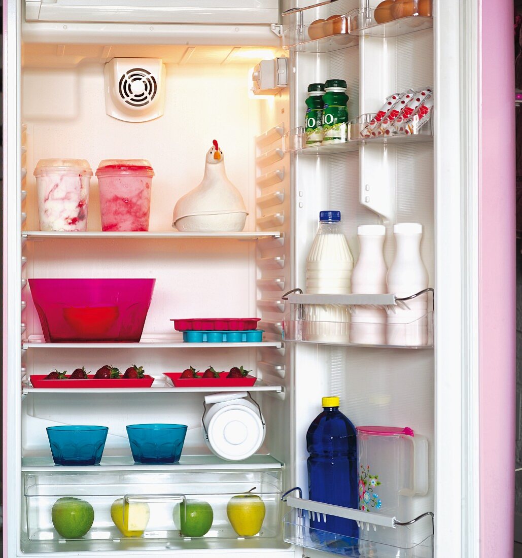 Various groceries in a fridge