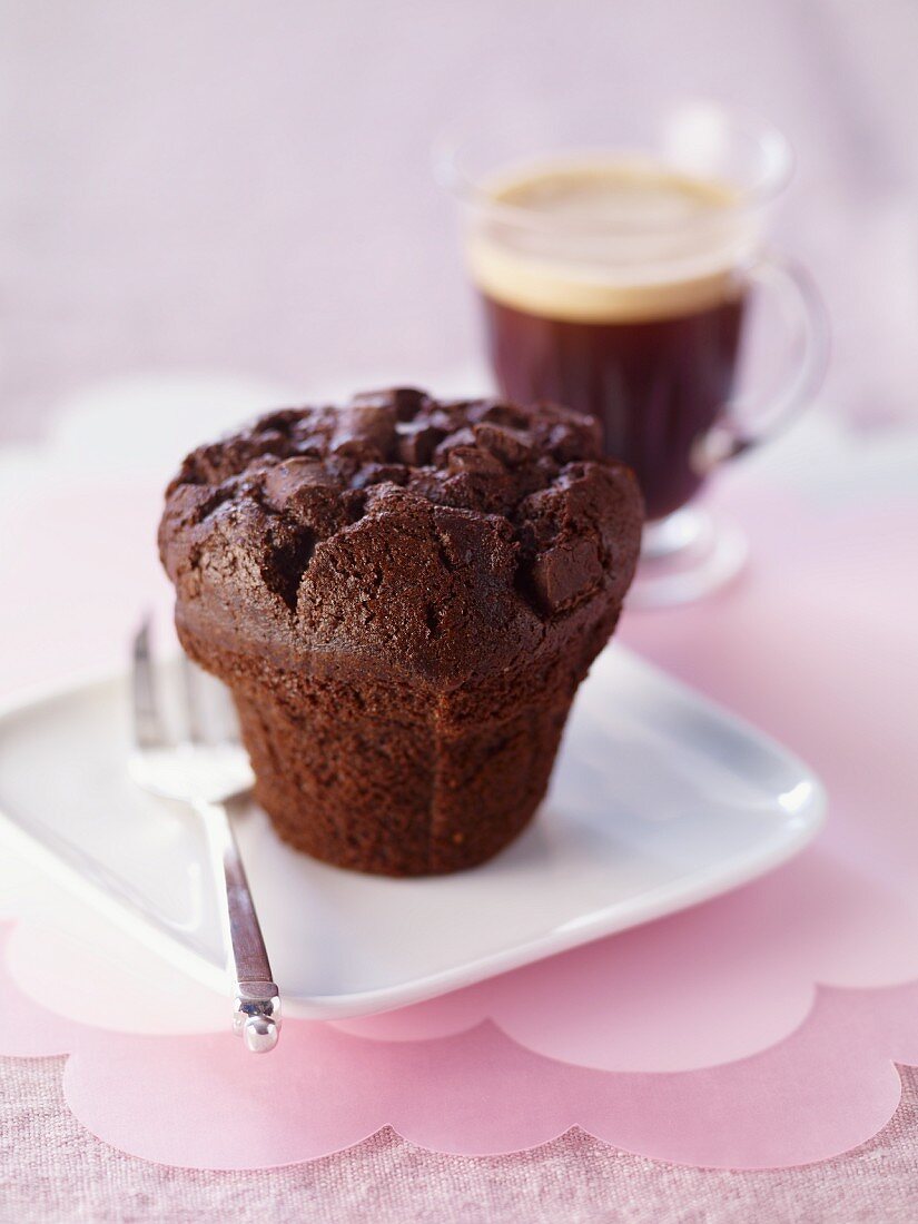 Chocolate muffin and coffee