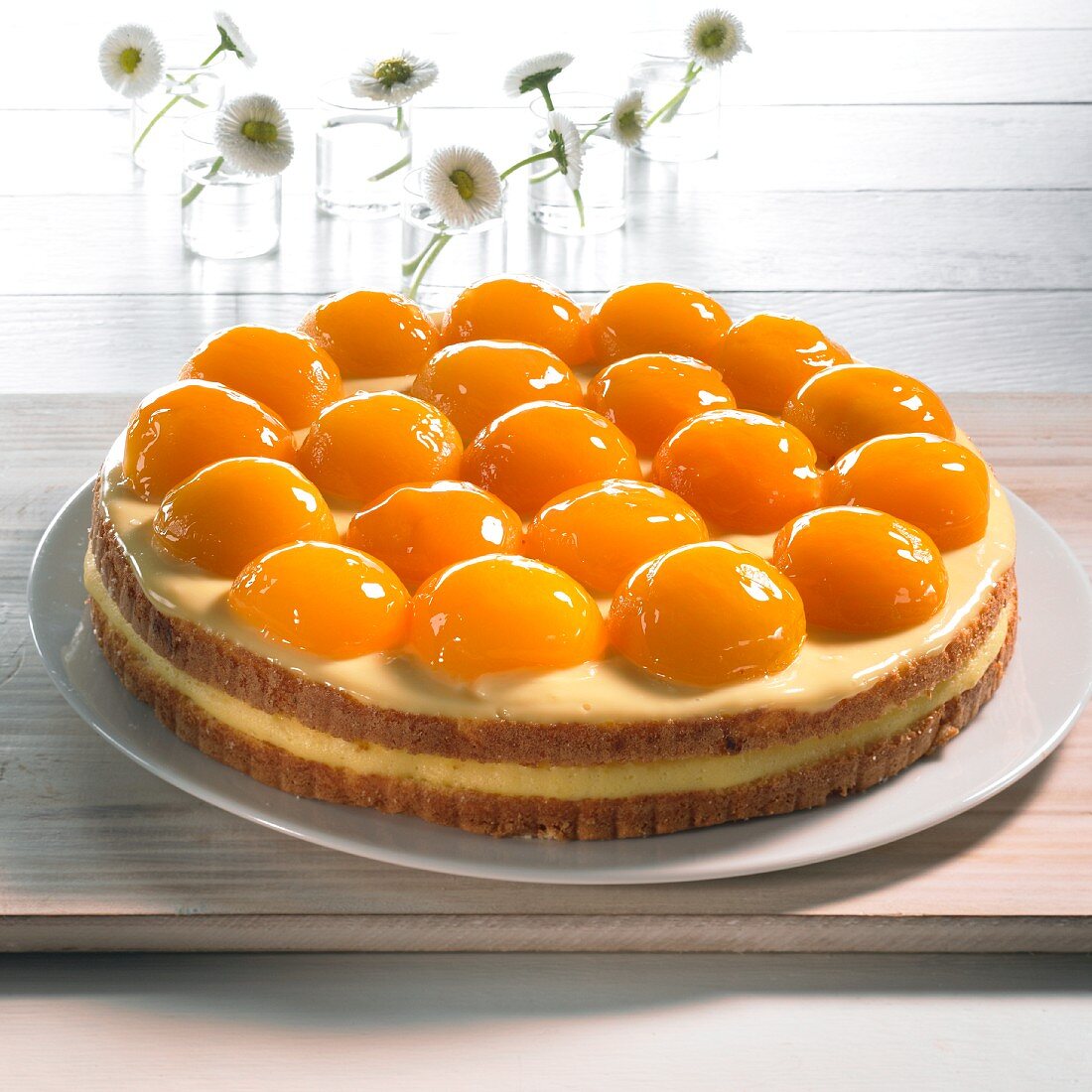 Apricot tart with vanilla cream
