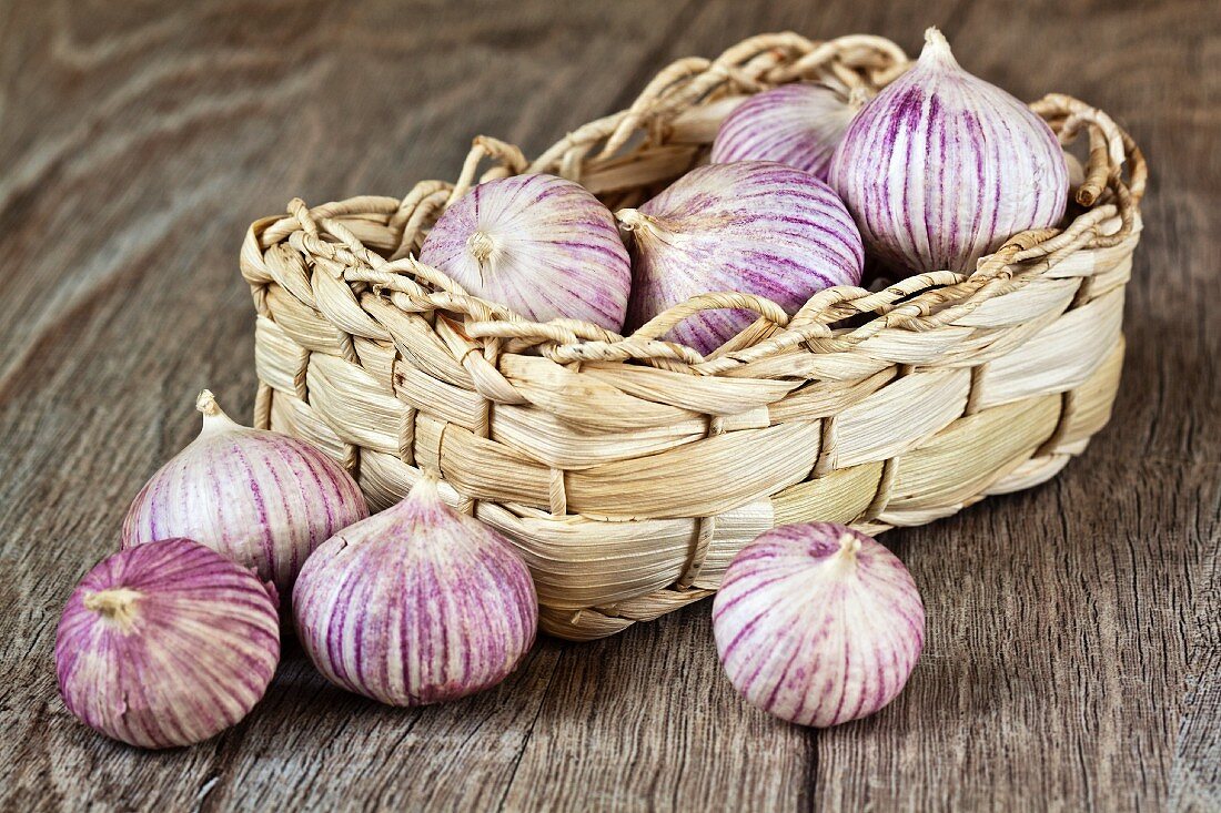A basket of garlic