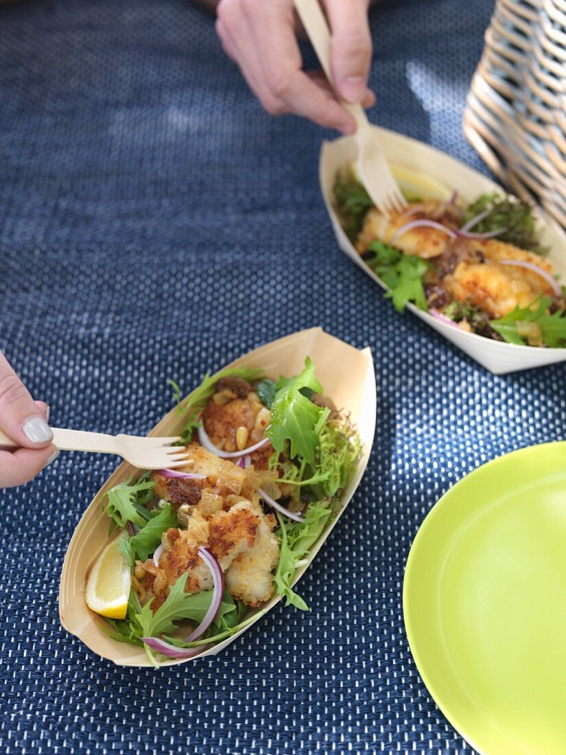 Marinierter Fischsalat zum Picknick