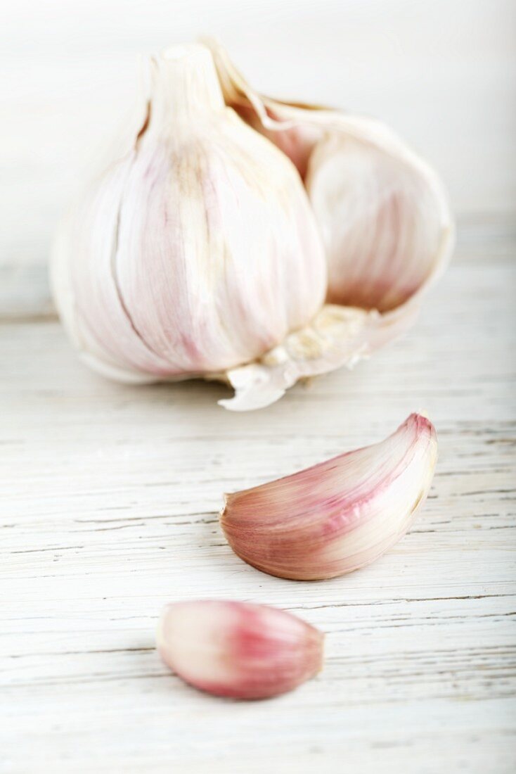 Garlic bulb and individual garlic cloves