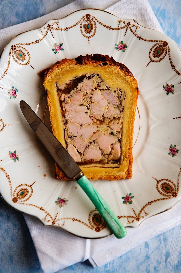 A slice of chicken pie