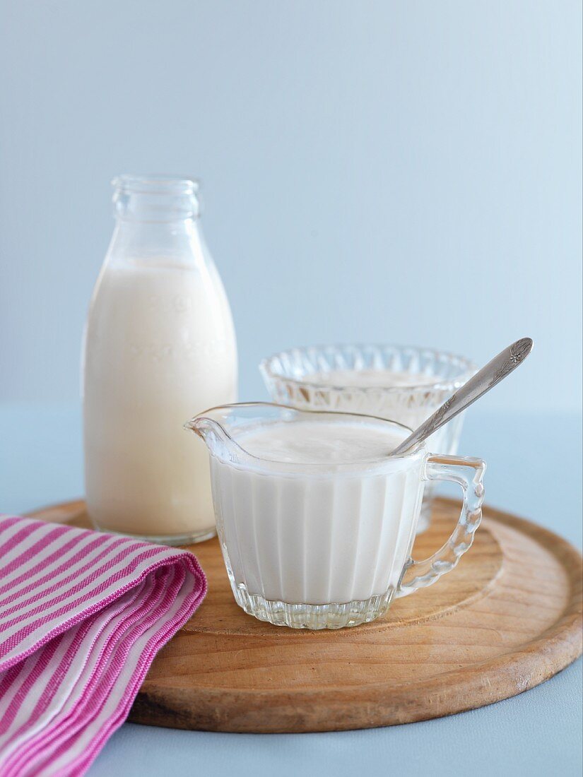 Cream and natural yogurt
