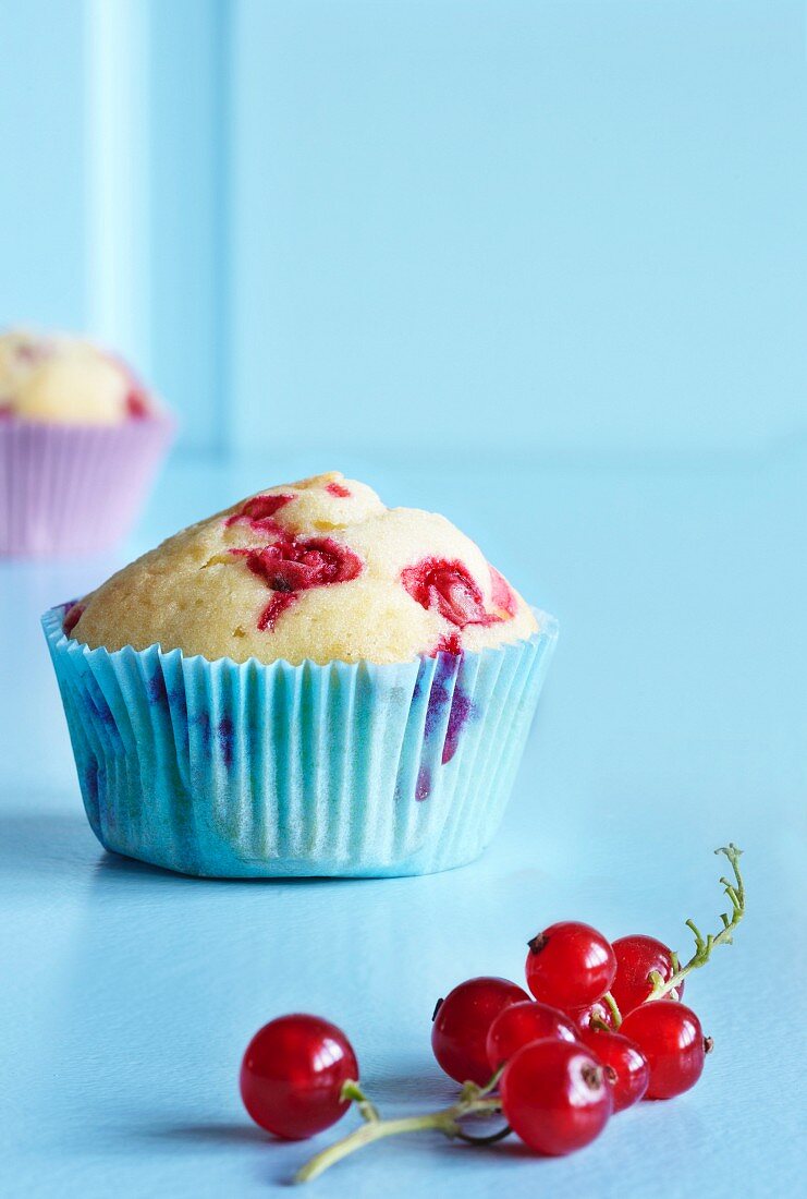 Redcurrant muffin and redcurrants