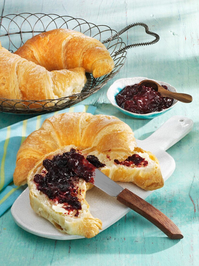 Damson compote with a croissant