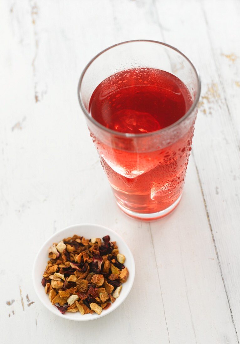 A glass of fruity iced tea