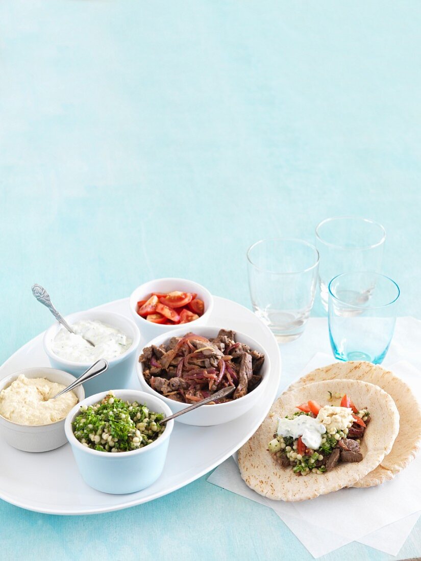 Lamb pita with ingredients