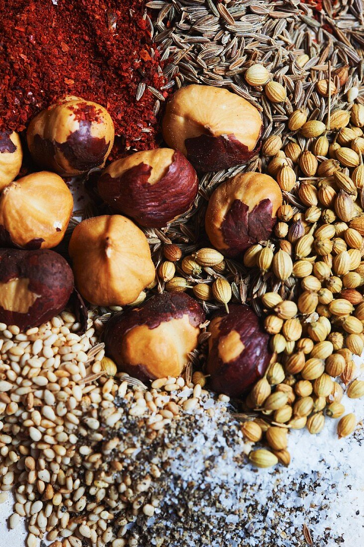 Ingredients for Making Dukkah Spice Blend
