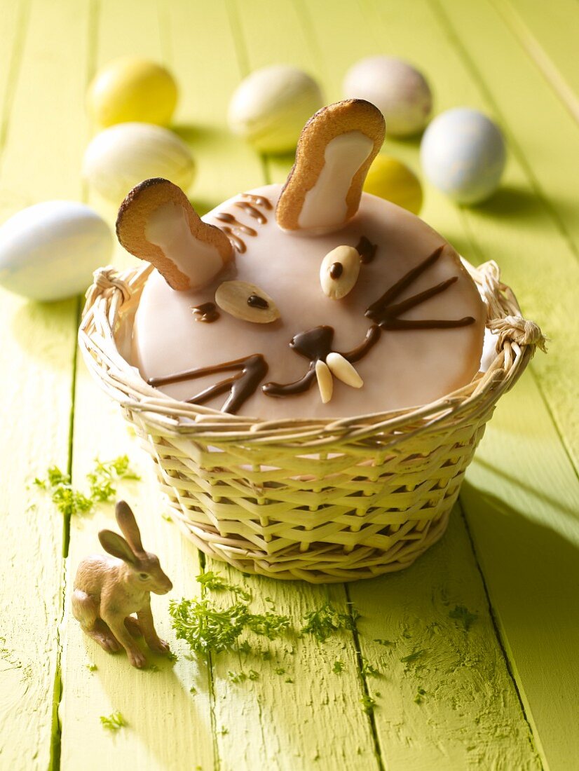 A sweet Easter bunny in a basket