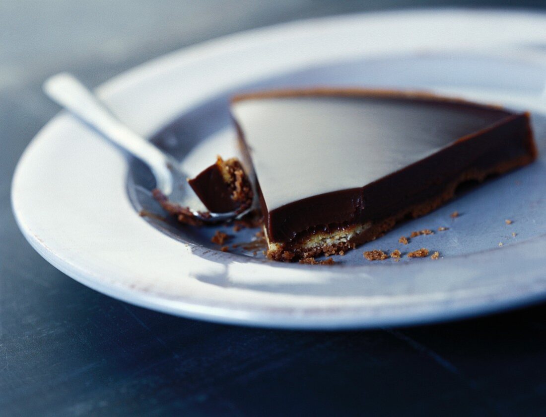 Two pieces of chocolate tart