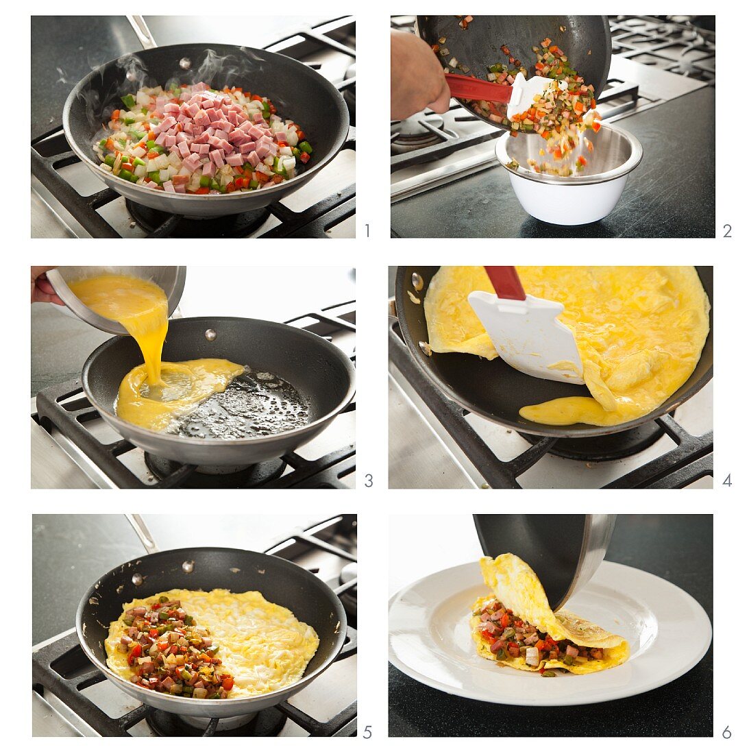 Steps for Making a Denver Omelet