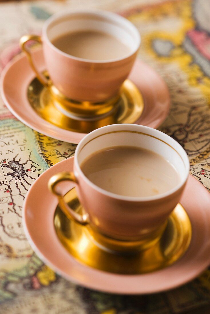 Two cups of masala chai tea