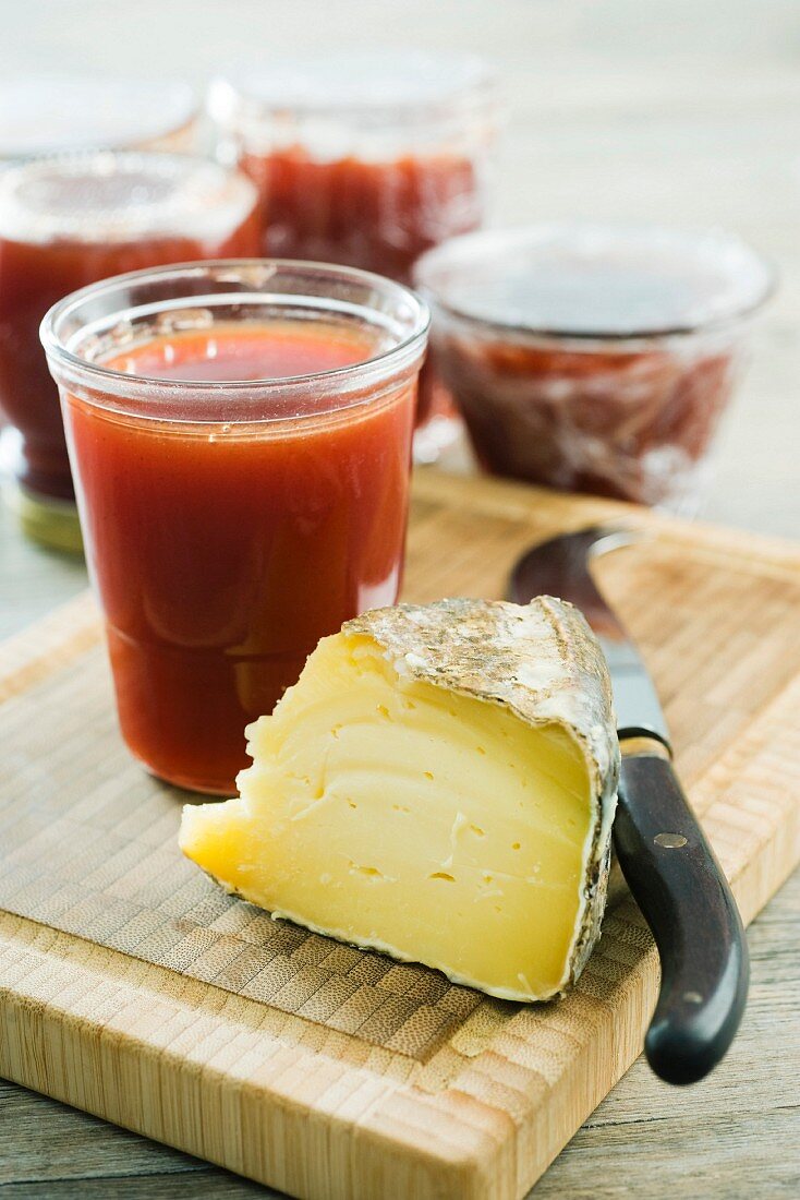 Spicy tomato chutney and a slice of cheese