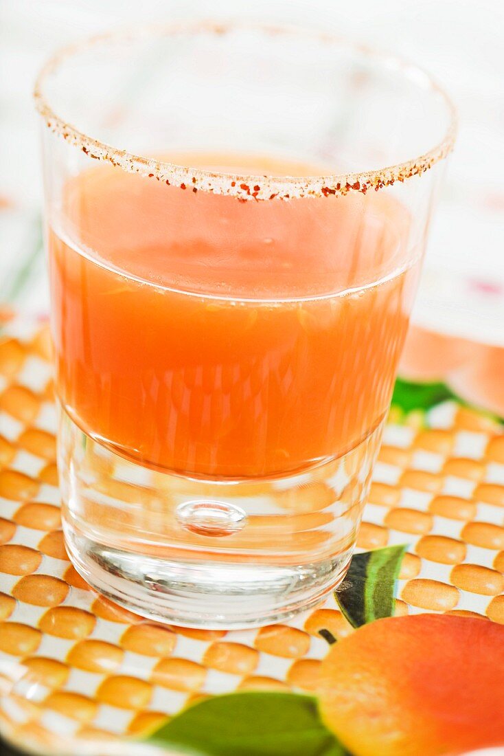 Sangrita in a glass with a slat edge (Mexico)