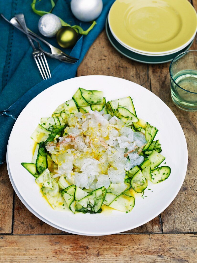 Lobster carpaccio with courgette