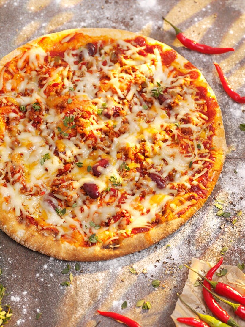 Chilli con carne pizza