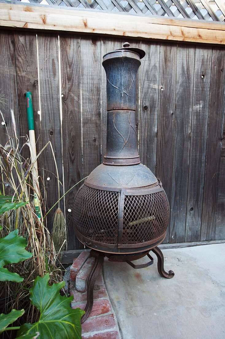 Chiminea on patio